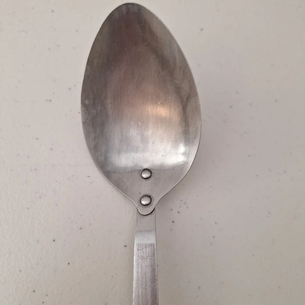 Vintage Household JAPAN Stainless Steel Serving Spoon - Wood Handle 12